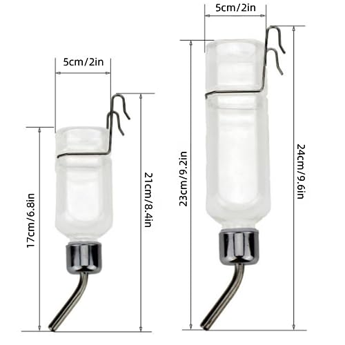 2 Pcs Pet Cage Water Bottle No Drip Small Animal Water Bottle, Hanging Waterer for Rabbit, Guinea Pig, Hedgehog, Squirrel,...