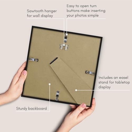 Americanflat 10x10 Picture Frame with Shatter-Resistant Glass - Use as 8x8 Frame with Mat or Display 10x10 Photo Without M...