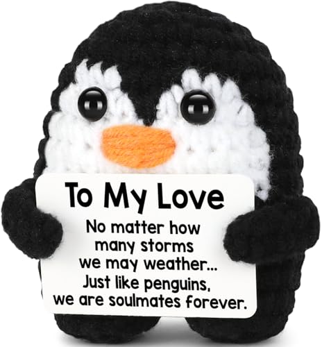 Gifts for Him Her Boyfriend Girlfriend, To My Love Handmade Crochet Mini Penguin Anniversary Birthday Gifts for Women Men,...