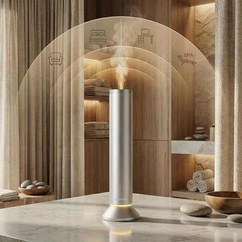 Waterless Essential Oil Diffuser – Smart App & Remote Control, 4000 Sq Ft Coverage, Quiet Aroma Diffuser for Large Room Ho...