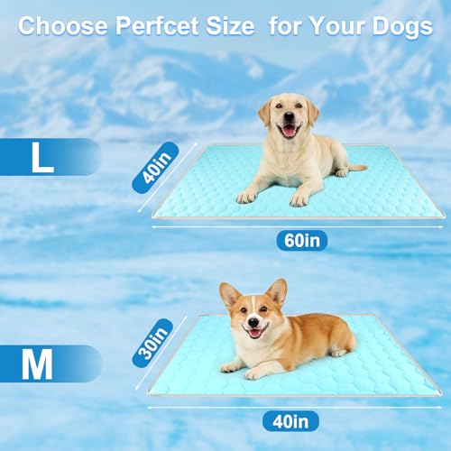Vivifying Cooling Blanket for Dogs, Reversible Ice Silk Dog Cooling Mat with Soft Plush Backing, Summer Pet Blanket Throw ...