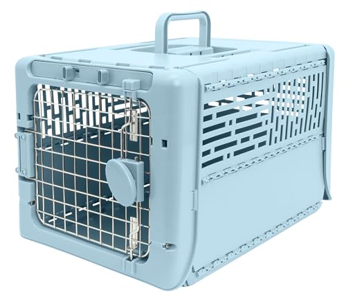 SportPet Designs Collapsible X-Small Pet Travel Carrier (Blue), Hard-Sided Kennel for Small Dogs, Puppies, Cats, Kittens, ...