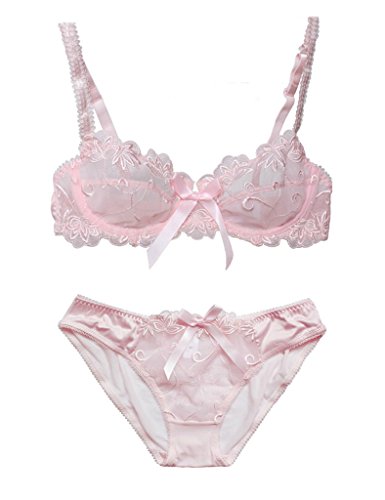 Nanier Women's Thin Transparent Lace Bra Set