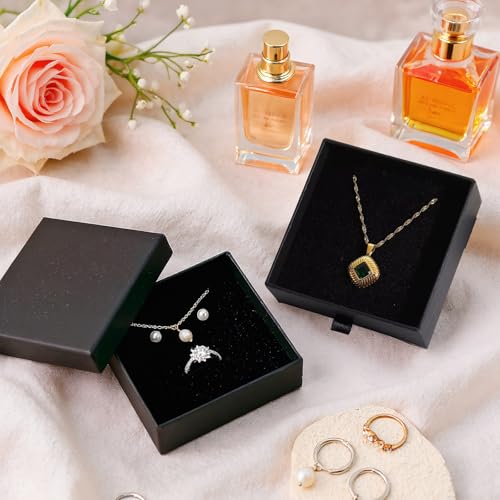 WRINGKIT 24 Pack Jewelry Gift Boxes, 3.5x3.5x1.2 Inch Cardboard Jewelry Packaging Box with Lid, Small Storage Display Case...