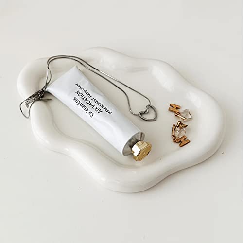 MDFAYE Jewelry Dish Trinket Tray for Women, Ring Dish Holder, Unique Cloud Shape Ceramic Plate Cute Things Vanity Aestheti...