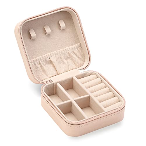 ZPROW Travel Jewelry Case, Mini Portable Jewelry Travel Boxes, Small Jewelry Organizer for Rings, Earrings, Pendants, Watc...