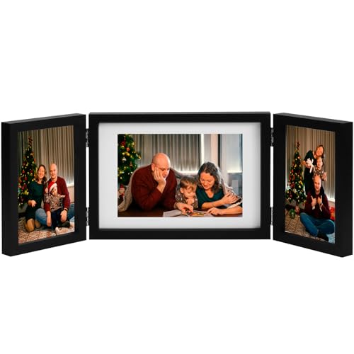 RIVERVALLA Black Picture Frame 4x6 3 Photo Frames Multiple Pictures Collage for 4x6 5x7 Picture Photo Display Desktop Deco...