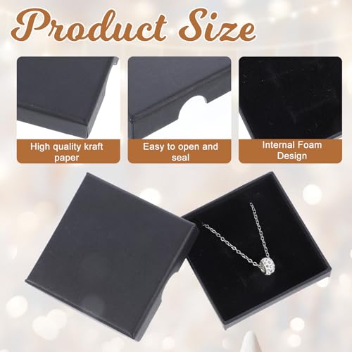 Thinp 2 Pack Foam Fill Cardboard Paper Jewelry Box Small Jewelry Gift Box Christmas Gift Box Necklace Bracelet Earring Org...