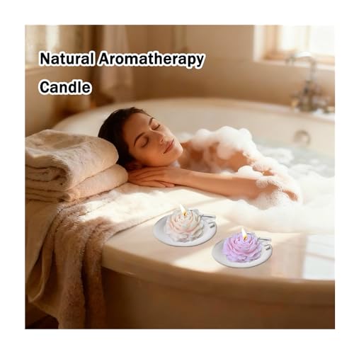 Peony Candles Gifts for Women, Soy Wax Aromatherapy Candle, Room Decor Cute Flower Shaped Scented Candles (Champagne+Pink)