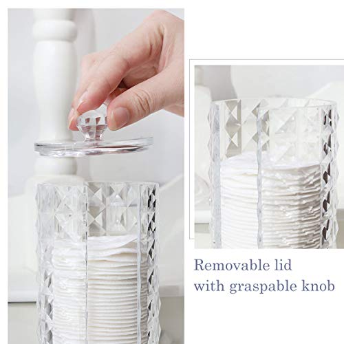 Luxspire Acrylic Makeup Cotton Round Holder, Clear Diamond Pattern Cotton Pads Organizer Container Display Stand Cosmetic ...
