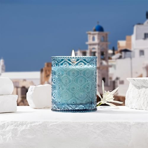 LA JOLIE MUSE Santorini Salt Air Candle - Bergamot, Sea Daffodil, Sandalwood | 6 oz Natural Soy Wax | 40 Hours Clean Burn...