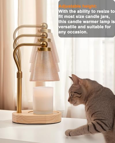 HONGZZI Candle Warmer Lamp with Timer, Dimmer, Adjustable Height, 2 Replacement Bulbs, Electric Candle Warmer for Jar Cand...