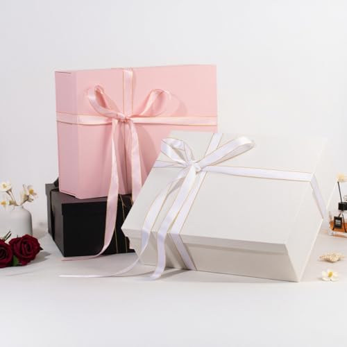 Rinrda Extra Large Gift Box 16.5x13x5.5 inches,White Gift Boxes with Lids for Presents,Perfect for Birthday,Valentine's Da...