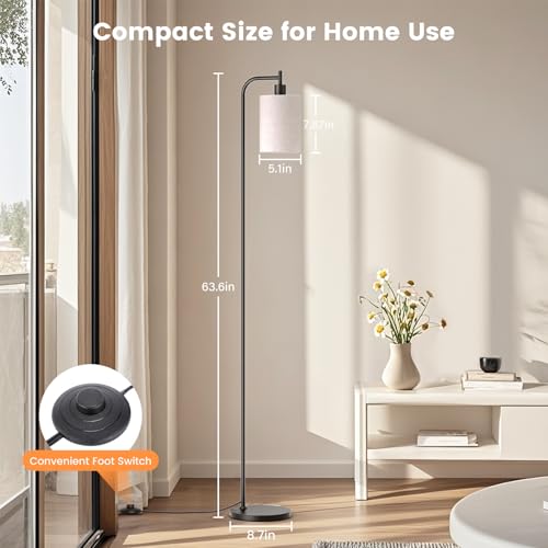 SIBRILLE Floor Lamp with Linen Shade, Dimmable Tall Standing Lamp with Remote Control & 3 Color Temperatures, Modern Floor...