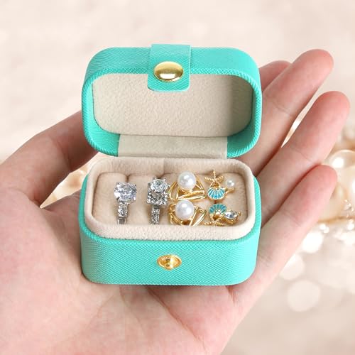 KUKUVR Small Travel Jewelry Box For Ring Stud Earring, Mini Jewelry Ring Holder for Multiple Rings, Portable Jewelry Stora...