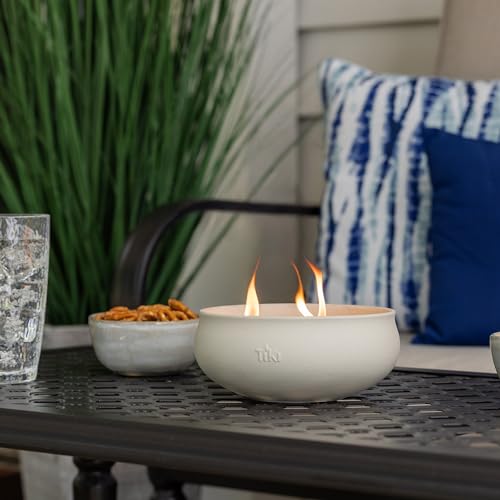 TIKI Citronella Candle 2-Pack – 7-Inch White Wax Bowl with Concrete Finish – Outdoor Decorative Candles for Patio, Deck, G...