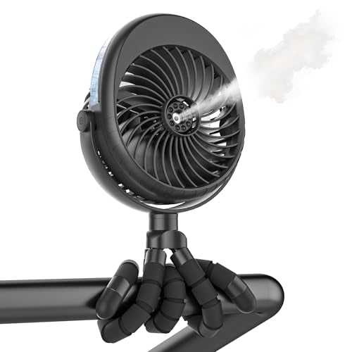 2026 Upgraded Misting Baby Stroller Fan Rechargeable, Flexible Tripod Clip for Car Seat Crib, Baby Shower Gifts & Baby Reg...