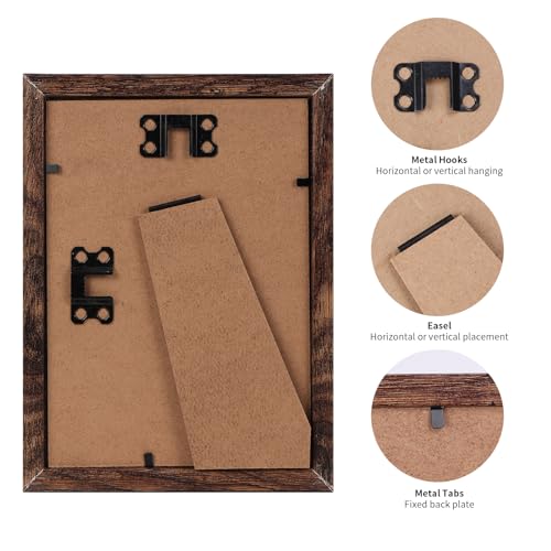 PETAFLOP Wooden Bulk 5x7 Picture Frame Set of 18, Rustic Brown Photo Frames Fits 5 by 7 for Wall or Tabletop Display