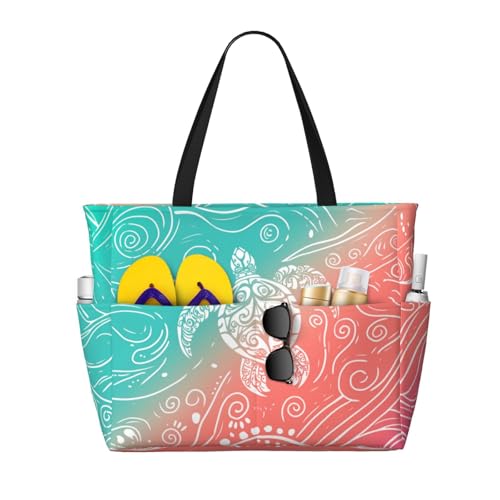 NLZI Beach Bag for Women Beach Tote Bag Waterproof Sandproof Large Bags with Zipper Big Capacity for Vacation Travel
