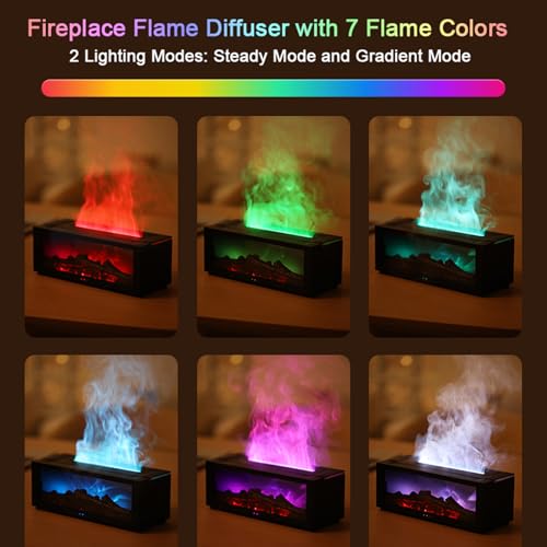 Essential Oil Diffuser, Fireplace Flame Air Diffuser Humidifier,7 Colors Aromatherapy Aroma Diffuser, Ultrasonic Aroma Hum...