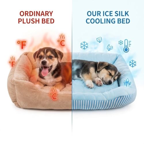 Cooling Dog Bed for Large Medium Small Dogs, Breathable Dog Cooling Mat with Self Cooling Ice Silk Fabric, Washable Summer...
