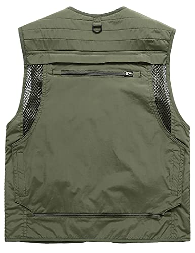Flygo Men's Casual Lightweight Outdoor Fishing Work Safari Travel Photo Cargo Vest Jacket Multi Pockets