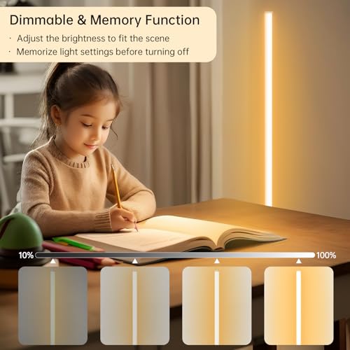 Marlrin Minimalist Corner Floor Lamp 2700K-6500K Dimmable with Remote Control 57.8" Height Metal Slim Ambient Standing LED...