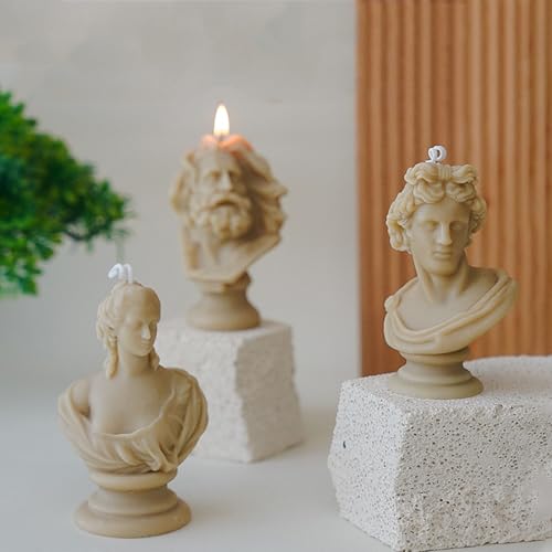 Muse Bust Statue Scented Candle,100G Greek Aesthetic Soy Wax Aroma Candle for Table Photo Prop,Matte Tea Color,Smokeless F...