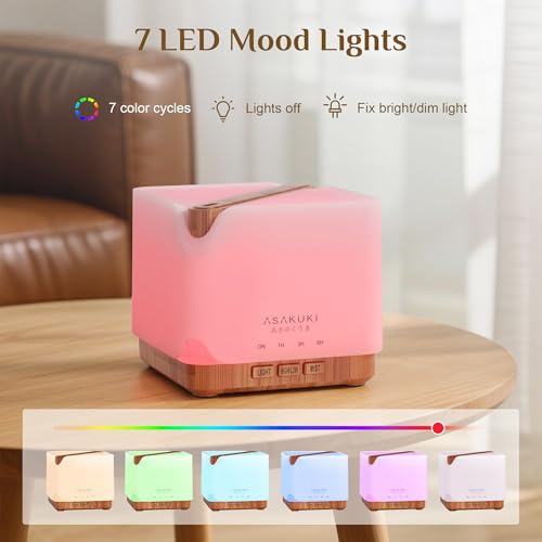 ASAKUKI Essential Oil Diffuser for Home, Large 700 ml Aromatherapy Humidifier with Top 6 Essential Oil Sets, Automatic Shu...