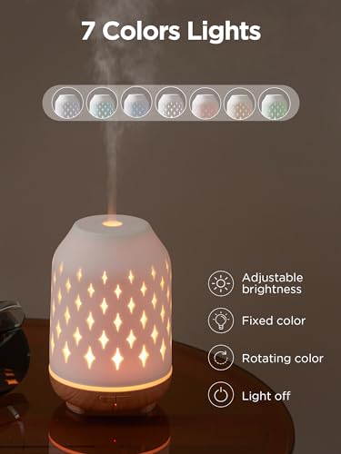 InnoGear Aromatherapy Diffuser, 150ml Ceramic Diffuser Ultrasonic Humidifier Cool Mist Essential Oil Diffusers for Home Ai...