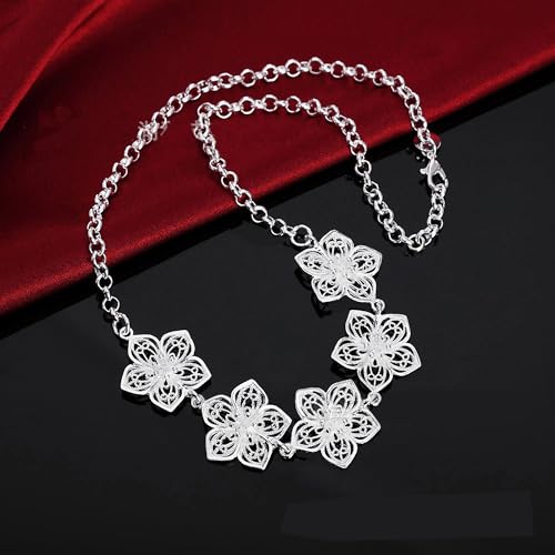 3 Circles Silver Hoop Earrings and Necklace Set for Women - 925 Plated Hypoallergenic Small Hoops
