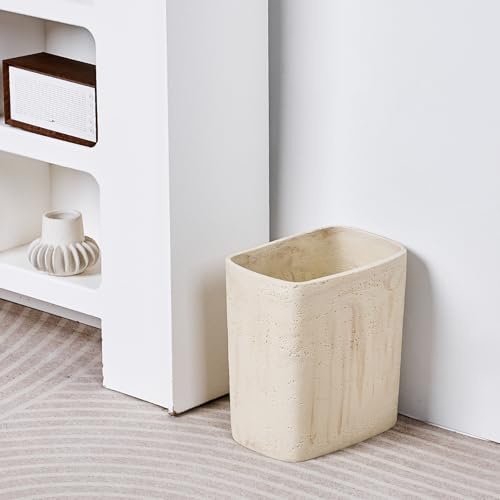 Polytree Natural Travertine Textures Bathroom Trash Can 1.8 Gallon(7 Liter) Small Kitchen Garbage Can,Living Room Bedroom ...