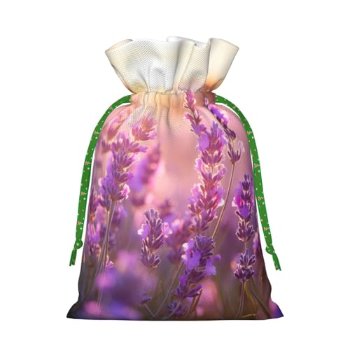 WXYBMDP Colored Flowers Print Christmas Drawstring Bags Xmas Candy Bags Reusable Party Gifts Wrapping Bags