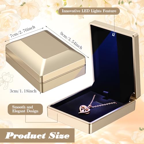 Landical 10 Pcs Pendant Necklace Box with LED Light Velvet Necklace Case for Pendant Bracelet Ring Earring, Jewelry Storag...