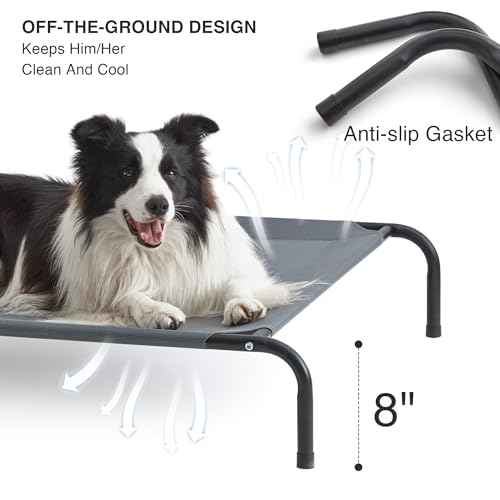 Love's cabin Elevated Cooling Dog Bed for Large Dogs, Portable Indoor & Outdoor Raised Pet Dog Cat Cot, Durable Summer Fra...