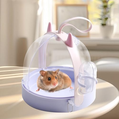 MUYG Portable Hamster Cage with Water Bottle,Hamster Carrier Cage High Permeability Travel Carry Cage Case for Gerbils Mic...
