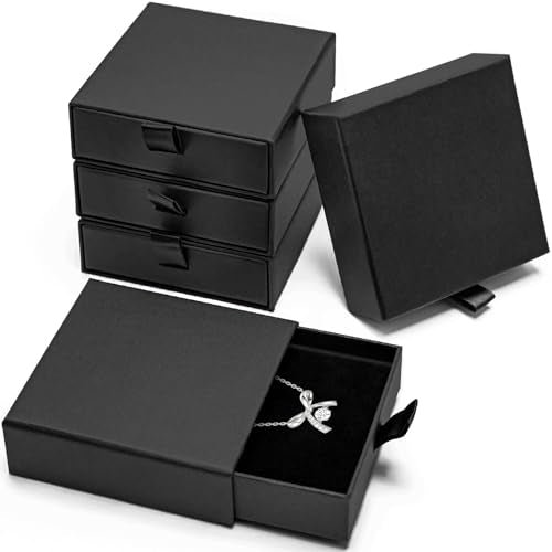 Mirgrmle Jewelry Box, 5Pcs Jewelry Boxes for Women 3.5×3.5x1 Inch Jewelry Gift Box, Cardboard Jewelry Gift Necklace Ring E...