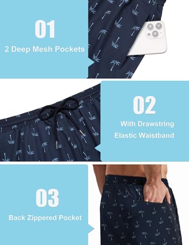 COOFANDY Mens Swim Trunks with Compression Liner Quick Dry 7 Inch Bathing Suit Beach Short with Zipper Pockets