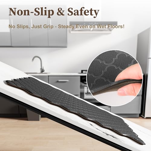 Arenarug Upgrade Scalloped Embossed Kitchen Mats for Floor 2PCS Cushioned Anti Fatigue Waterproof Foam Kitchen Rugs Non Sl...