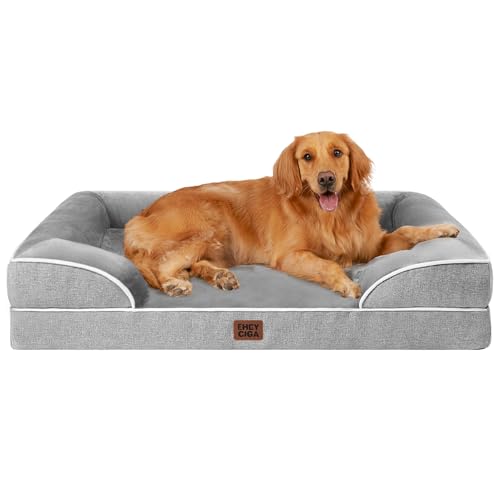 EHEYCIGA Orthopedic Dog Beds for Extra Large Dogs 44x32Inch, Waterproof Memory Foam XL Pet Bed with Sides, Non-Slip and Eg...