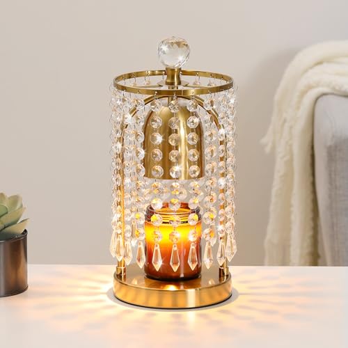 Lewondr Candle Warmer Lamp with Timer & Dimmable, Candles Warmer Lamp Crystal Wax Melt Tool with 2 Bulbs, Electric Candle ...