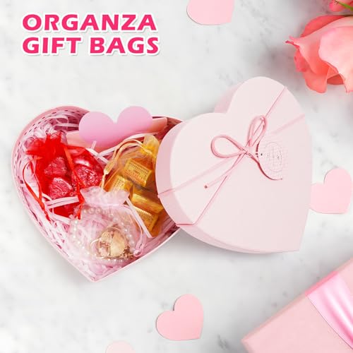 ANZNKU 50PCS White Organza Bags 3x4, Small Gift Bags Bulk for Sachet Jewelry Candy Treat, Mini Mesh Bag Drawstring for Wed...
