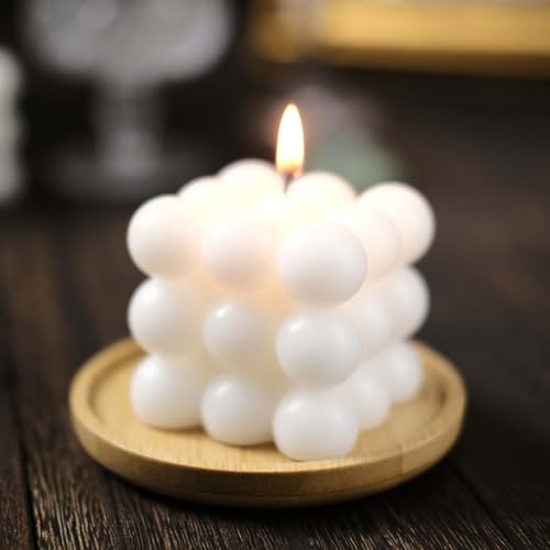 Efavormart 2 Pack | White 2" Bubble Cube Paraffin Wax Candles, Unscented Square Pillar Candle, Party Favor Gift