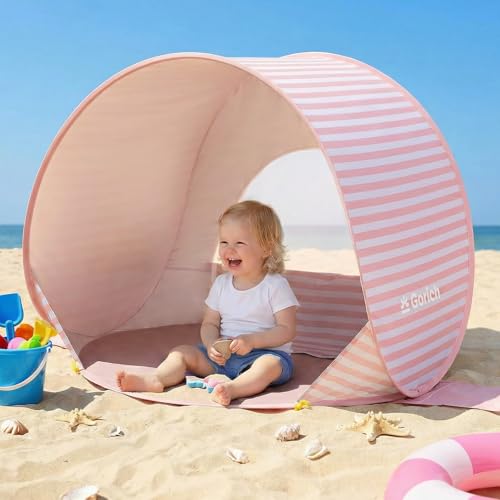 Gorich Pop Up Baby Beach Tent with UPF50+ UV Protection, Portable Toddler Sun Shelter with Mesh Ventilation, Lightweight &...