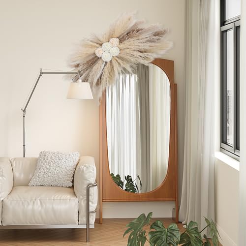 36-38" Large Pampas Grass Wall Decor, DIY Artificial Roses & Natural Dried Boho Hanging Flowers for Wall, Mirror, Wedding ...