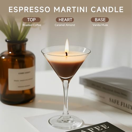 KOIMYSA Mini Espresso Martini Candle Gift Set for Women Men, Decorative Coffee Scented Soy Wax Aromatherapy Candles in Gla...