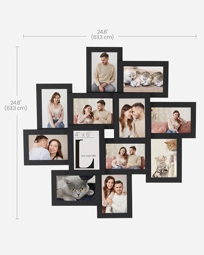 SONGMICS 4x6 Picture Frames Collage Wall Decor, 12-Pack Photo Collage Frame, Multi Picture Frame Set with Glass Front, Ass...