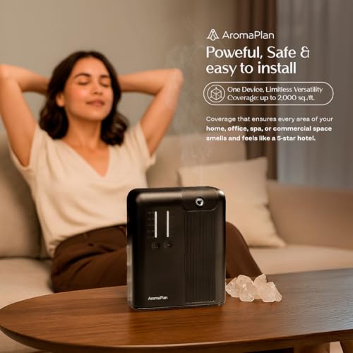 AromaPlan 5 Star Collection Cold Air Scent Diffuser, Whole House (2 Scents Included)- Waterless Smart Aroma, Scent &Time A...