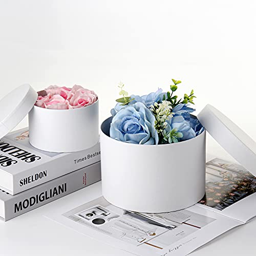 Round Gift Boxes with Lids Flower Boxes for Arrangements White Round Boxes Set of 4 Nesting Gift Boxes with Lids for Flowe...