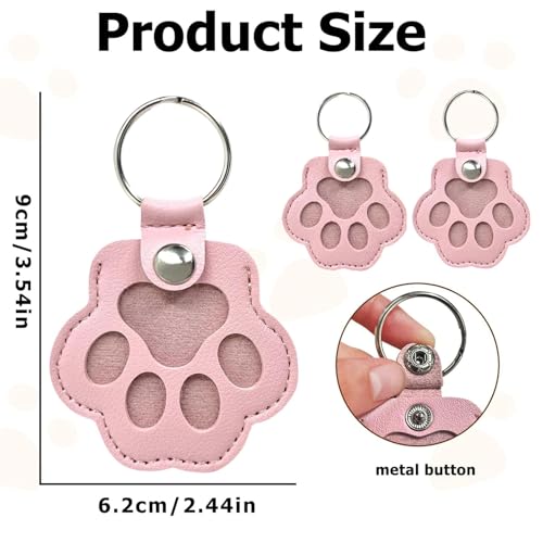 YONNAXO Pet Memorial Gifts for Cat Dog Cute Leather Paw Keychain Pet Hair Keepsake Keyring for Bag Purse Paw Charm Key Holder